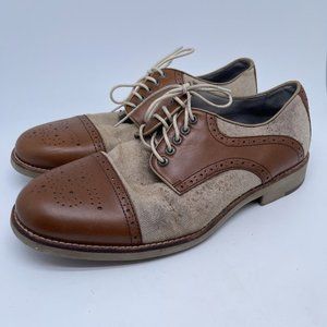 Johnston & Murphy Mens Shoes 9 M Ellington Cap Toe Tan Gatsby Linen 20-0742